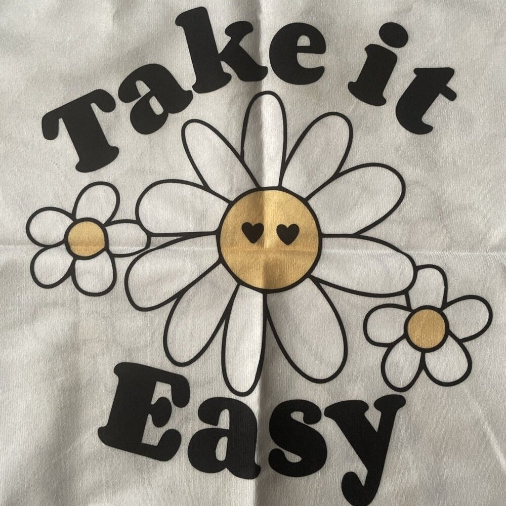 Take It Easy Daisy Floral Flowers Pillow Case Hippie Kids Fun Plant Lady